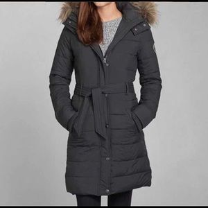 Abercrombie Lightweight Long Puffer Belted Coat